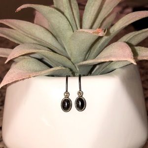 Sterling silver & Hematite, french hook earrings w/light topaz stone